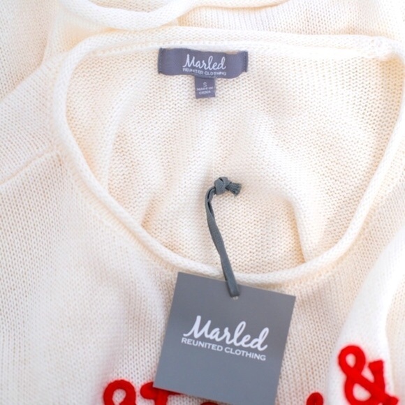New! Marled Knit Stars & Stripes Patriotic Embroidered Crewneck Pullover Sweater - Picture 6 of 7